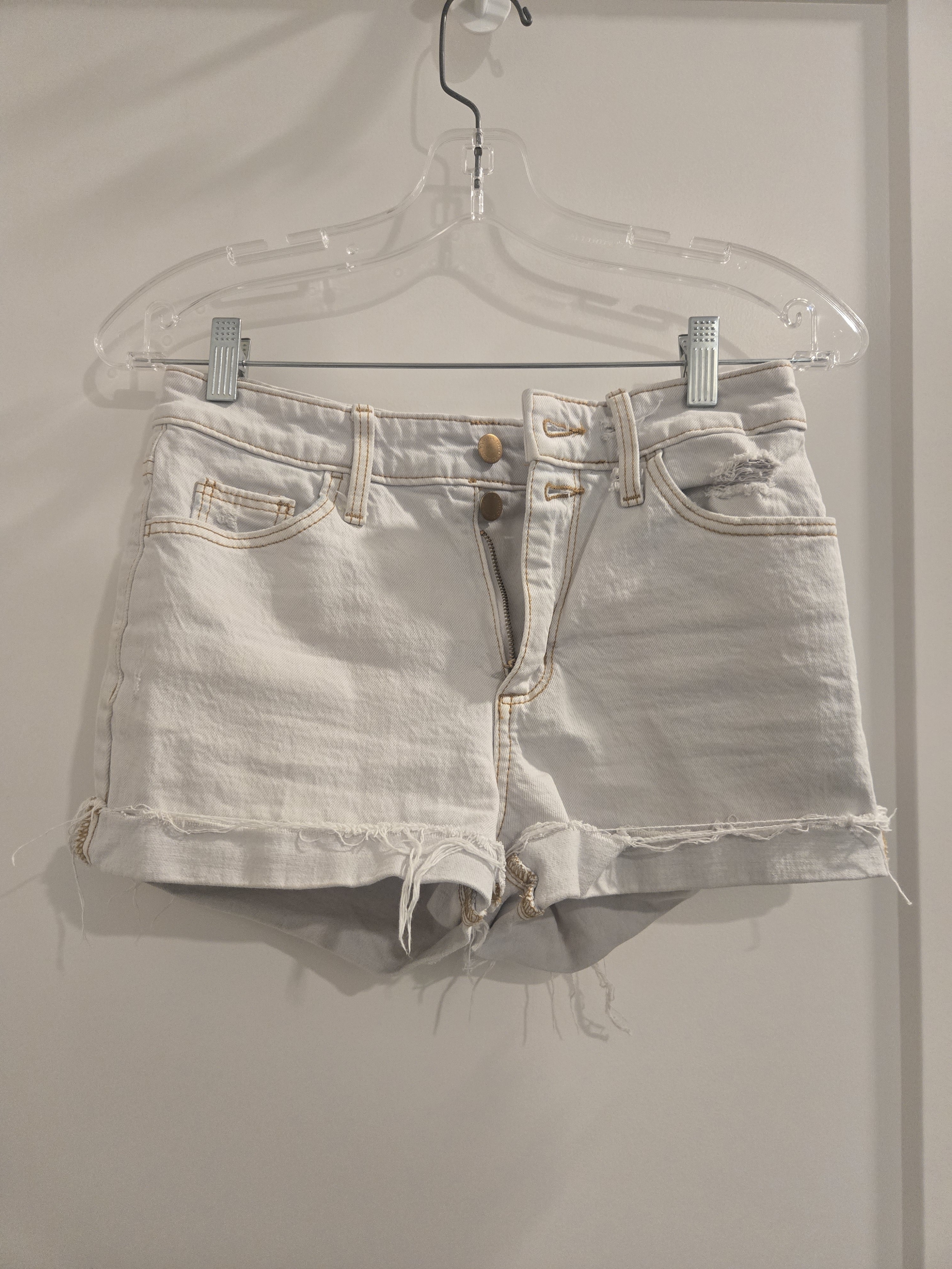 Universal Thread White Mid-Rise Frayed Denim Shorts